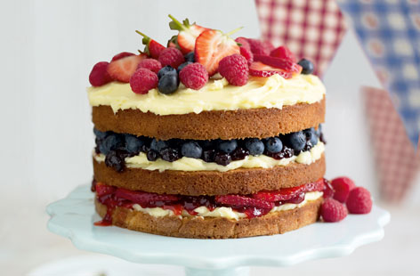 A gorgeous cake that's perfect for a birthday treat – for such an impressive looking cake, it's also surprisingly easy to make. Sponges are layered with buttercream and fresh berries and jam, before being finished off with a topping of more berries.